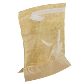 Paper Food Bag Kraft and window Autoseal 14x16cm (4000 Units)