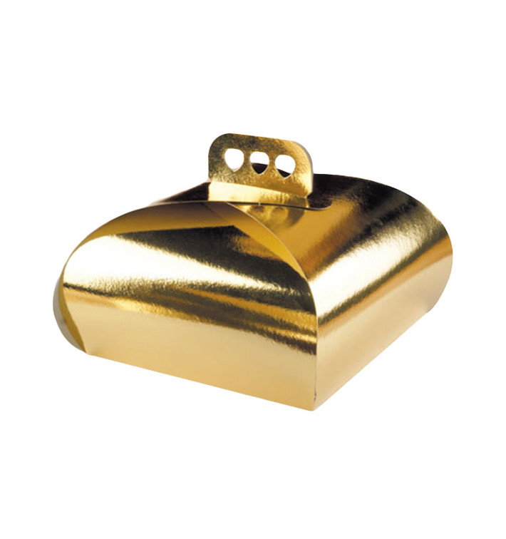 Paper Cake Box with Handle Cake Shape Gold 27,5x27,5x14cm (100 Units) Paper Cake Box with Handle Cake Shape Gold 27,5x27,5x14cm (100 Units)