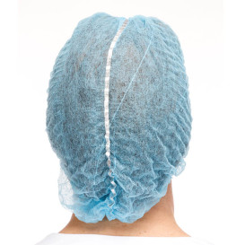 Disposable Bouffant Cap Accordion PP "Detectable" Blue Ø53cm (100 Units)