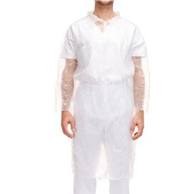 Disposable Lab Coat PE with Closure Button White (200 Units)