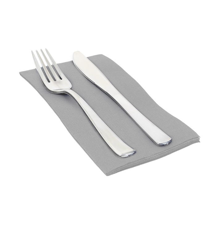 Paper Napkin Double Point 1/8 Grey 40x40cm (50 Units) Paper Napkin Double Point 1/8 Grey 40x40cm (50 Units)