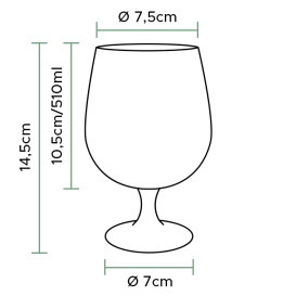 Plastic Stemmed Beer Glass TRITAN Reusable Ø75mm 510ml (6 Units)