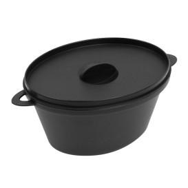 Serving Pot with Lid PP Black 15,6x10,1cm (6 Units)