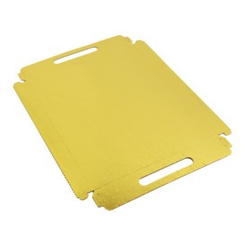 Paper Tray with Handles Rectangular shape Gold 22x28cm (100 Units)