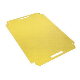 Paper Tray with Handles Rectangular shape Gold 28,5x38,5 cm (100 Units) 