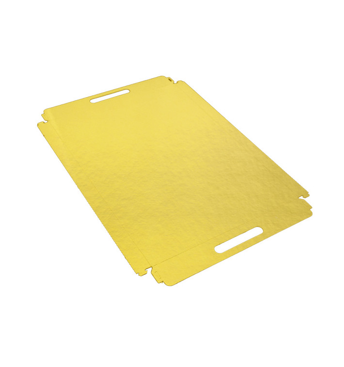 Paper Tray with Handles Rectangular shape Gold 28,5x38,5 cm (100 Units) 