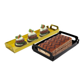 Paper Tray with Handles Rectangular shape Gold 32x7,5 cm (100 Units) 