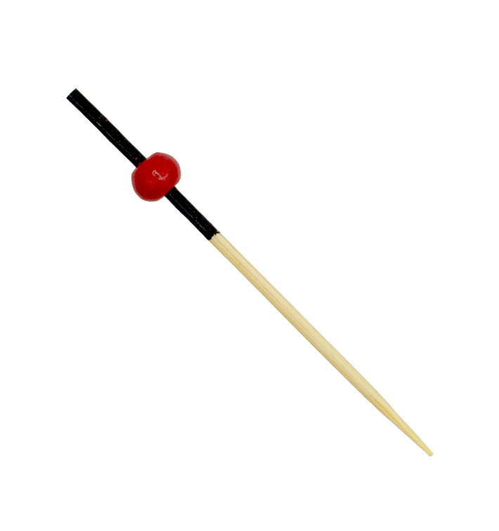 Bamboo Skewers Red and Black Design 7cm (100 Units) Bamboo Skewers Red and Black Design 7cm (100 Units)