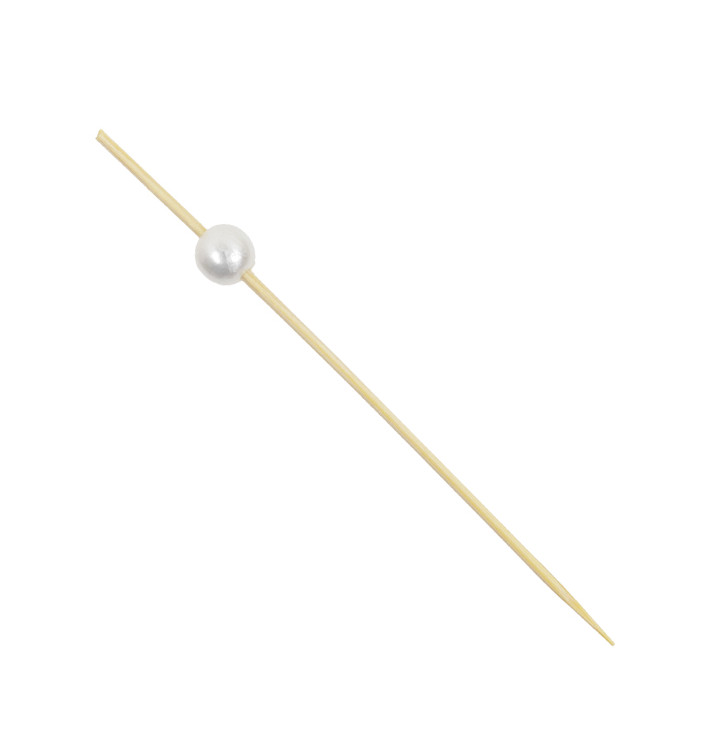 Bamboo Food Pick Pearl Design 9cm (100 Units) Bamboo Food Pick Pearl Design 9cm (100 Units)
