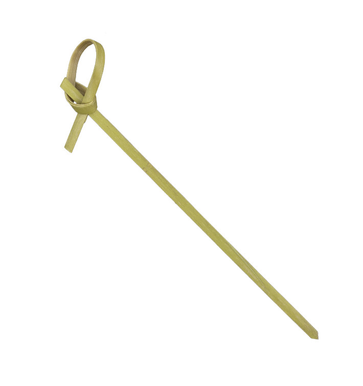 Bamboo Food Pick Bow Design Natural Green 10cm (1.200 Units)