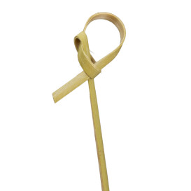 Bamboo Food Pick Bow Design Natural Green 10cm (1.200 Units)