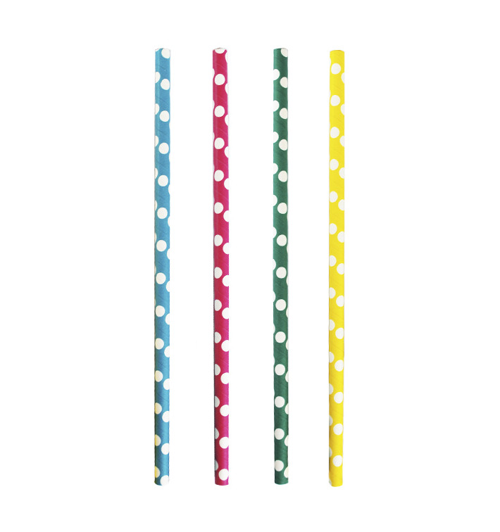 Paper Straw Straight Assorted "Ice Drink" Ø0,8cm 24cm (100 Units) Paper Straw Straight Assorted "Ice Drink" Ø0,8cm 24cm (100 Units)