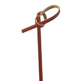 Bamboo Food Pick Bow Design Red 10cm (2.500 Units)