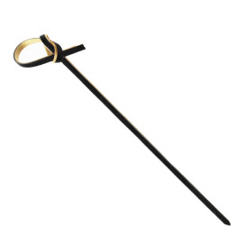 Bamboo Food Pick Black Bow Design 10cm (2.500 Units)