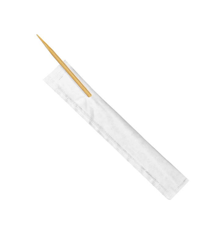 Wooden Toothpick 2 Tips Paper Wrapped 6,5cm (1 Unit) 