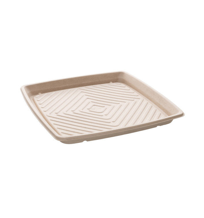 Natural Sugarcane Square Tray 36x36cm (5 Units) Natural Sugarcane Square Tray 36x36cm (5 Units)