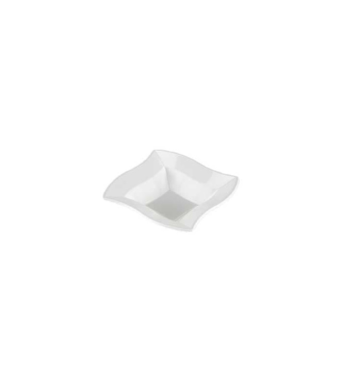 Plastic Bowl PS Square shape "Ondas" White 18x18cm Plastic Bowl PS Square shape "Ondas" White 18x18cm