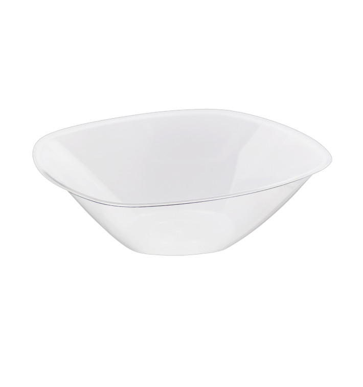 Plastic Bowl PS Crystal Hard "Square" 1250ml Ø21cm (60 Units) Plastic Bowl PS Crystal Hard "Square" 1250ml Ø21cm (60 Units)