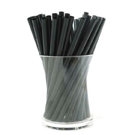 Plastic Straw for Cocktail or Mojito PS Straight Black Ø0,6cm 13cm (500 Units) 