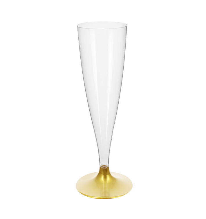 Reusable PS Champagne Flute Gold Foot Cava 140ml 2-P (20 Units) Reusable PS Champagne Flute Gold Foot Cava 140ml 2-P (20 Units)