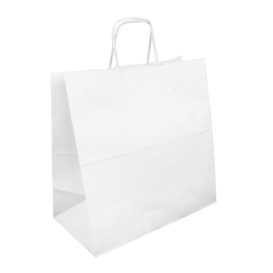 Paper Bag with Handle White 35+15x30cm (250 Units)