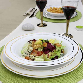 Plastic Plate Extra Rigid Deep with Border Gold 23cm (20 Units) 