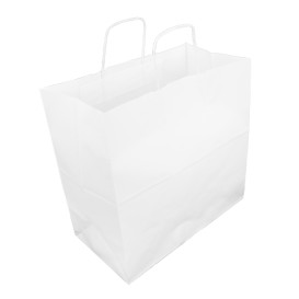 Paper Bag with Handle White 35+15x30cm (25 Units)