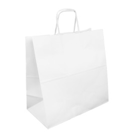 Paper Bag with Handle White 35+15x30cm (25 Units)