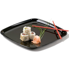 Plastic Tray Square Shape Hard Black 27x27cm (5 Units) 