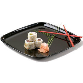 Plastic Tray Square Shape Hard Black 27x27 cm (25 Uds)