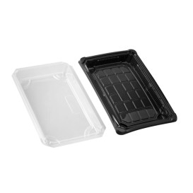 Sushi Tray and Lid PLA Black 15,0x23,0 cm (600 Units)