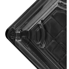 Sushi Tray and Lid PLA Black 13,0x18 cm (600 Units)