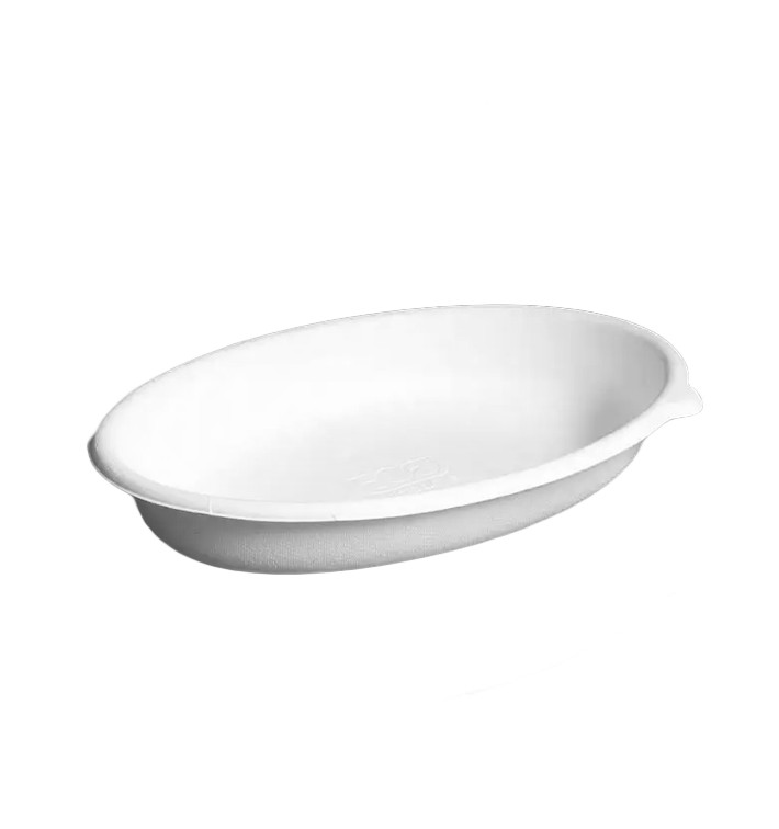 Sugarcane Tray Ecologic Oval White 940ml (50 Units) Sugarcane Tray Ecologic Oval White 940ml (50 Units)