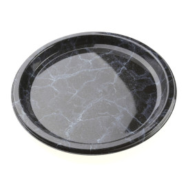 Plastic Plate Round Shape Marble 23cm (25 Units) 