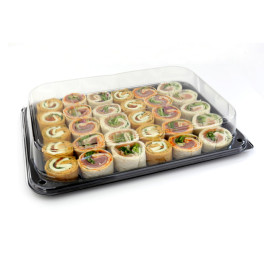 Plastic Tray with Lid Black 35x24 cm (25 Units) 