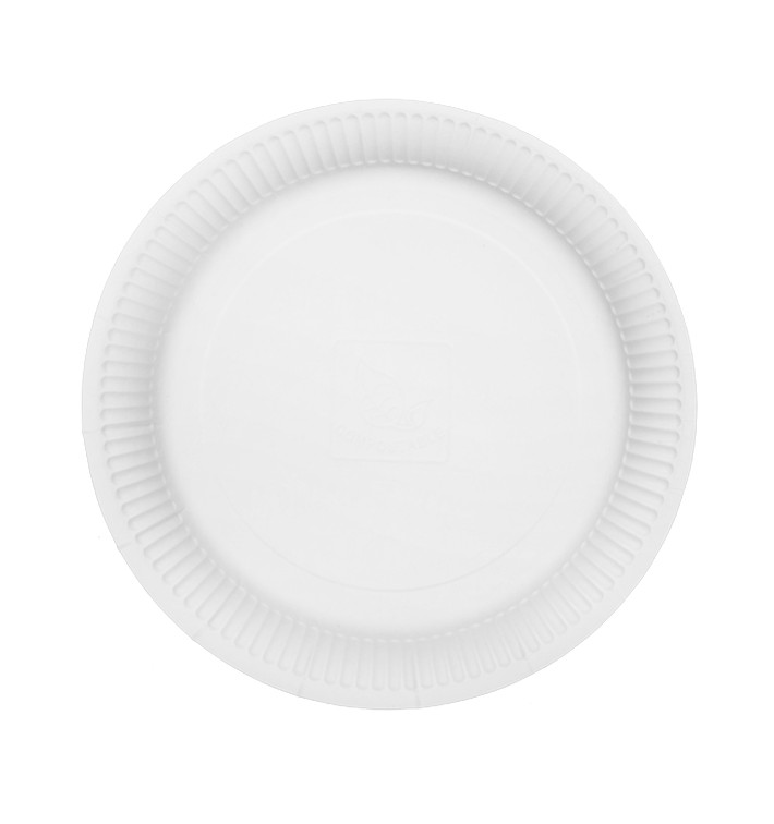 Round Paper Plate “Radial” White Ø23cm 200gr/m² (50 Units) Round Paper Plate “Radial” White Ø23cm 200gr/m² (50 Units)