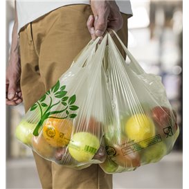 Plastic T-Shirt Bag Home Compost “Be Eco!” 35x45cm 17,5µm (1.000 Units)