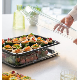 Plastic Tray with Lid Black 35x24 cm (25 Units) 