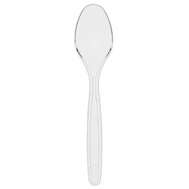 Reusable Plastic PS Spoon Transparent 18cm (50 Units)