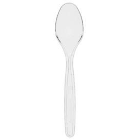 Reusable Plastic PS Spoon Transparent 18cm (50 Units)