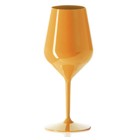 Reusable Durable Glass Wine Tritan Orange 470ml (6 Units)