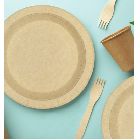 Paper Plate Round Greaseproof Shape Kraft Ø18cm 245g/m² (50 Units) 
