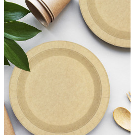 Paper Plate Round Greaseproof Shape Kraft Ø18cm 245g/m² (50 Units) 