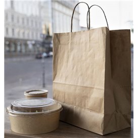 Paper Bag with Handles Kraft Brown 100g/m² 35+18x34cm (200 Units)