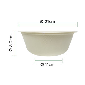 Sugarcane Bowl 1400ml Ø21x8cm (75 Units)  