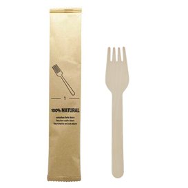 Wrapped Wooden Fork 16cm (50 Units)