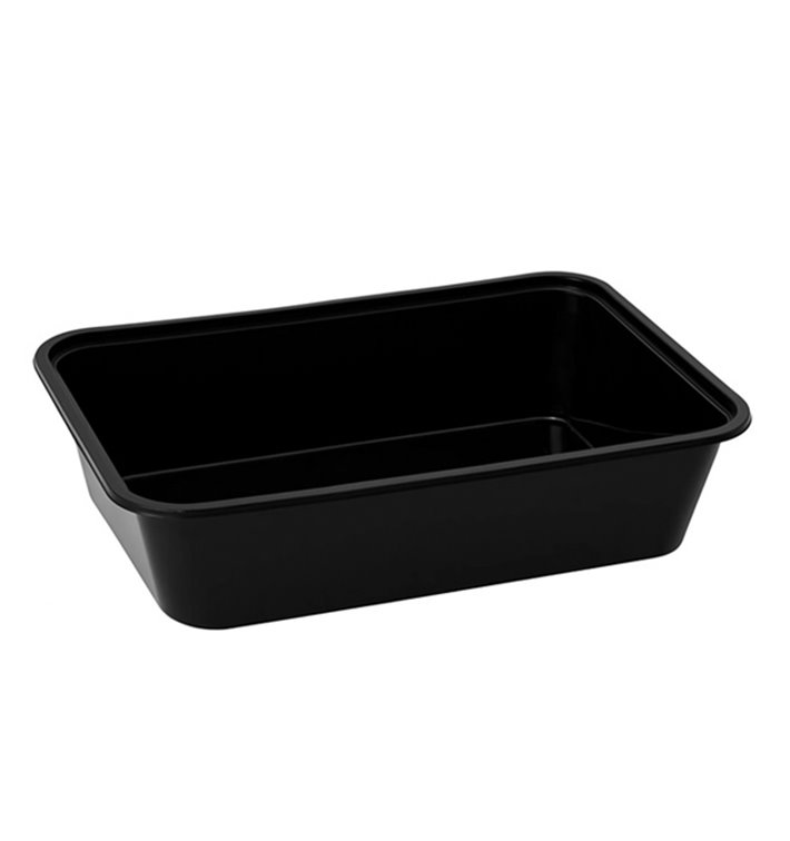 Rectangular Container in PP Black with Lid 500ml 17,3x11,9cm (500 Units) Rectangular Container in PP Black with Lid 500ml 17,3x11,9cm (500 Units)