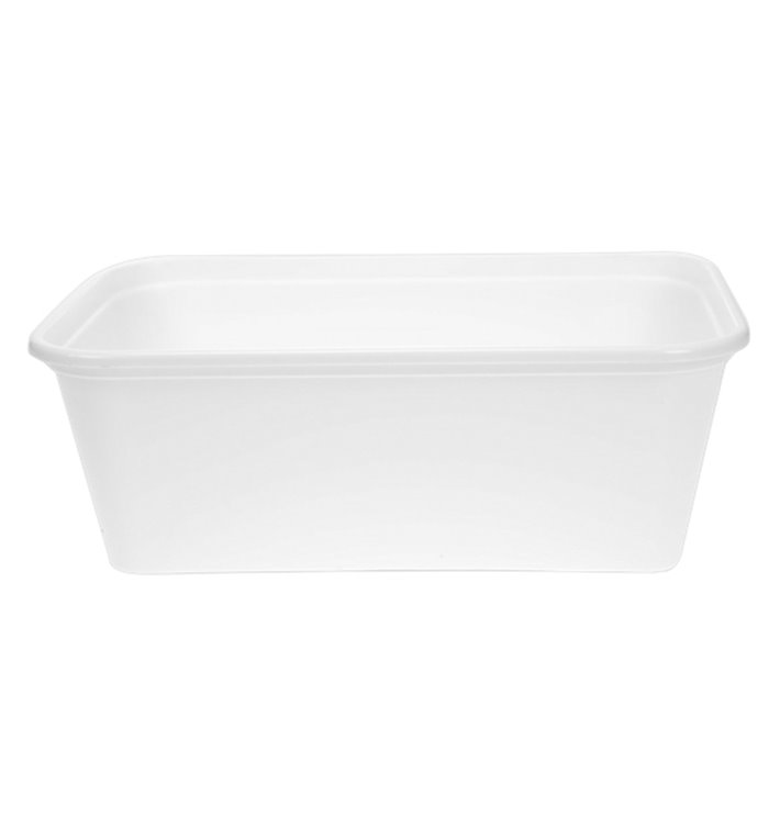 Rectangular Container in PP White with Lid 750ml 17,3x11,9cm (50 Units) Rectangular Container in PP White with Lid 750ml 17,3x11,9cm (50 Units)