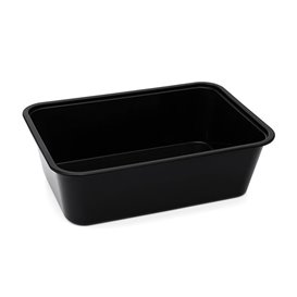 Rectangular Container in PP Black with Lid 750ml 17,3x11,9cm (500 Units)