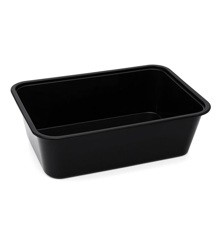 Rectangular Container in PP Black with Lid 750ml 17,3x11,9cm (500 Units) Rectangular Container in PP Black with Lid 750ml 17,3x11,9cm (500 Units)